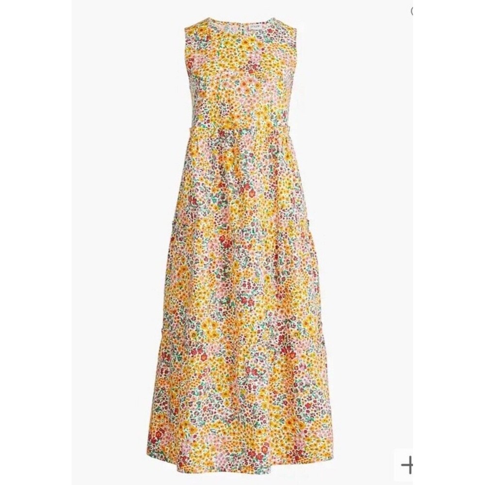 J Crew Re-Imagined Mixed Floral Tiered Dress 6 Pockets Sleeveless